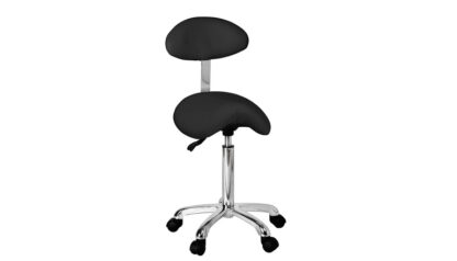 Saddle shaped stool with backrest black