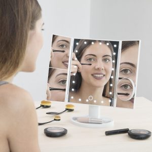 Magnifying Makeup Mirror with LED Light and Magnification - Image 1